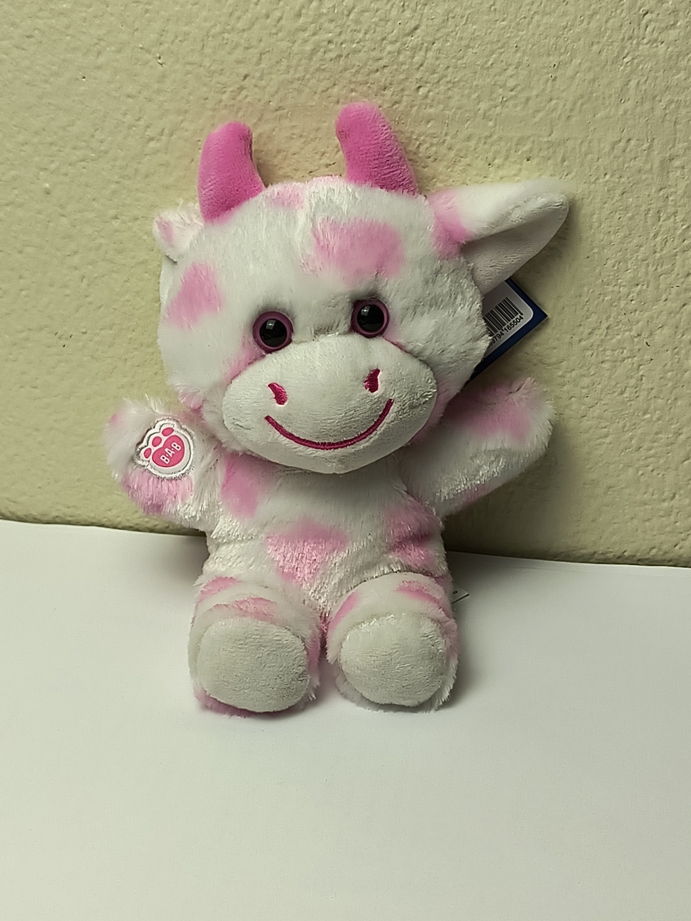 Build-A-Bear Mini Beans Berry Sweet Cow Pink and White Plush - Washable